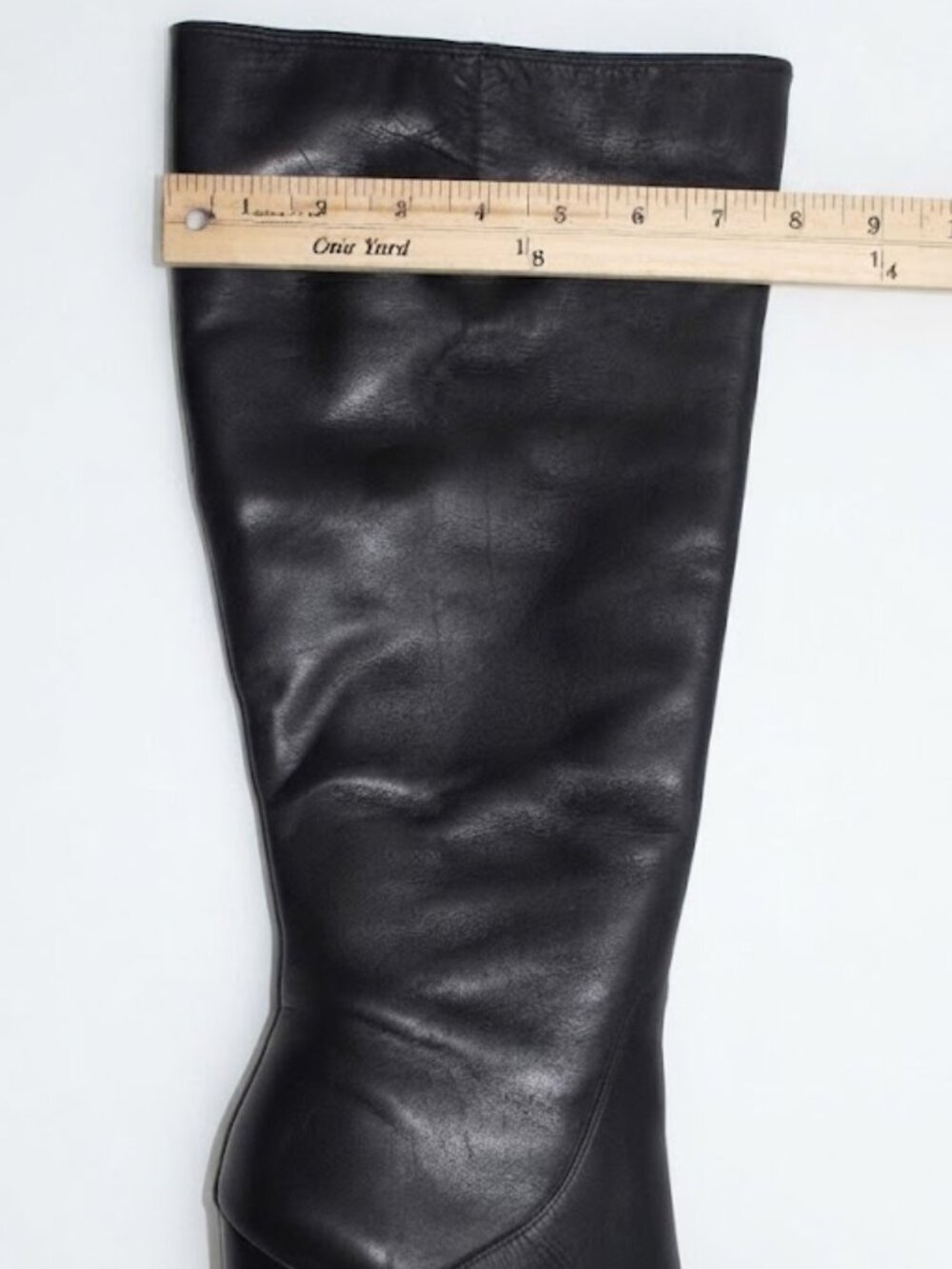 Sam Edelman Black Leather Tall Knee High Heel Boots Wide Calf Size 7.5 - Picture 4 of 9